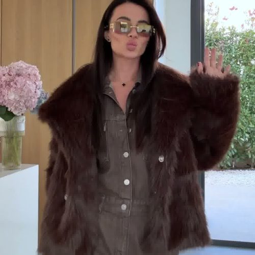 płaszcz z futra z bawełny